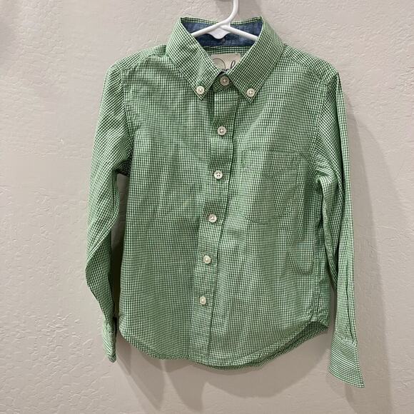 Peek Green Check Gingham Long Sleeve Button Up Shirt - Picture 1 of 7